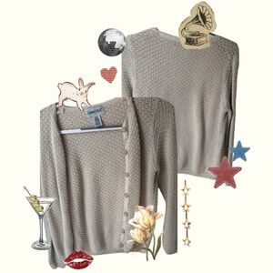 Women's Cream Knit Cardigan Sweater